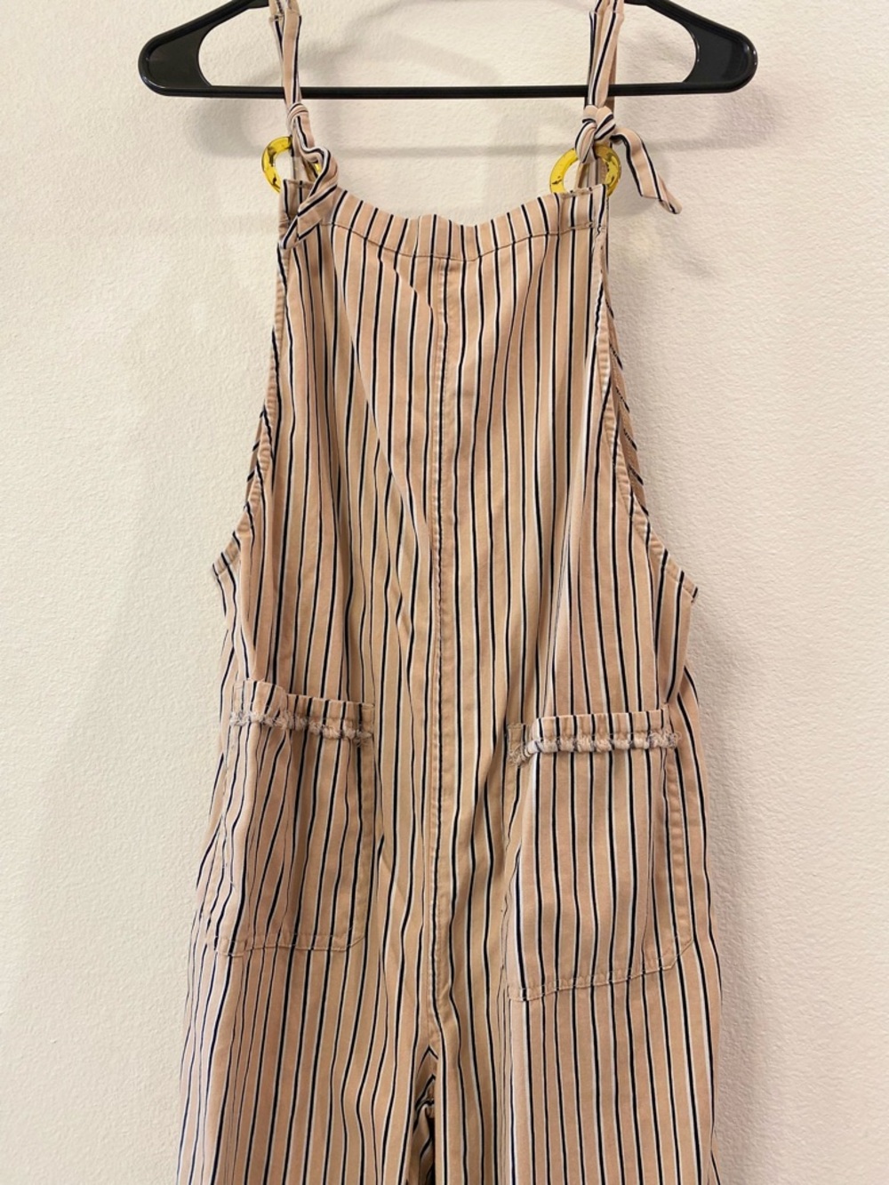 Billabong Tan and Black Striped Tie-Shoulder Jumpsuit